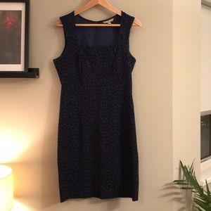 Banana Republic • blue cheetah • pencil dress • 8